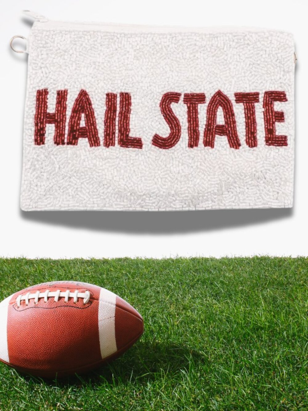 Mississippi State College Football HAIL STATE Beaded Zippered Coin Pouch NEW